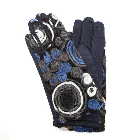 Hot Tomato Kaleidoscope Free-Size Gloves Poly-Cobalt and More & More