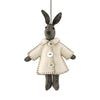East of India Little Grey Felt Rabbit in Cream Jacket with Buttons