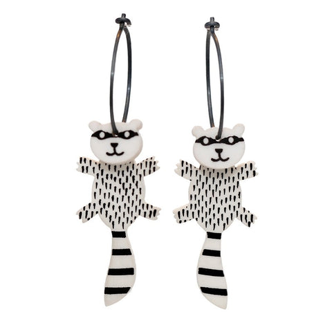 Lene Lundberg K-Form White Racoon Earrings