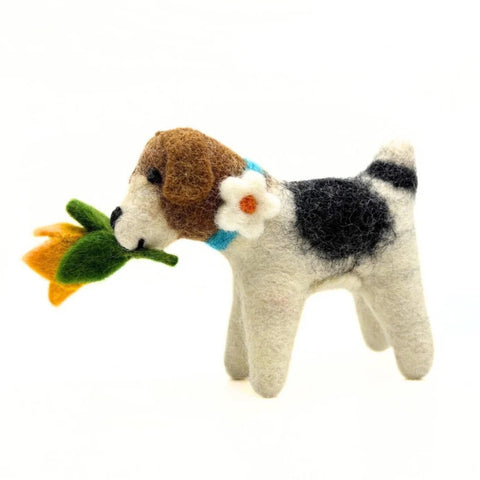 Amica Felt Fox Terrier with Daffodil