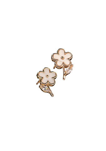 Hot Tomato Daisy Daisy Studs - Brass with 18K Gold / Shell & Crystal
