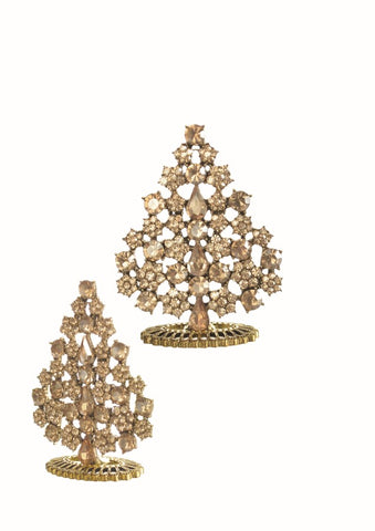 Hot Tomato  Crystal Mini Tree Christmas Decoration Gold Crystal