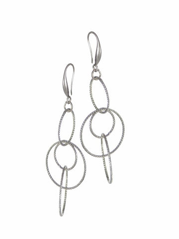 Hot Tomato Twisted Ring Drop Earrings in Worn Silver