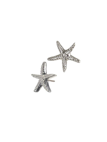 Hot Tomato Starfish Stud Earrings in Worn Silver