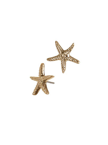 Hot Tomato Starfish Stud Earrings in Worn Gold