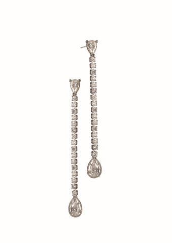 Hot Tomato Classic Pear Drops & Sparkle Earrings in Silver & Zircon 