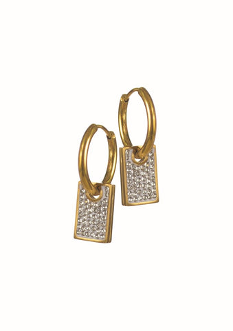 Hot Tomato Crystal 'Card' Captured on Hoop in Gold & Zircon