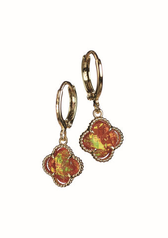 Hot Tomato Byzantine Style Mini Cross with Hoop Earrings in Gold and Toffee