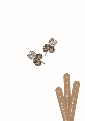 Hot Tomato 'Diamond' Stud Micro Earrings in Stainless Steel with 4mm Zircon