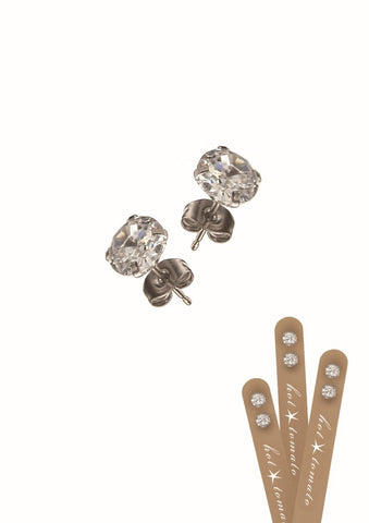 Hot Tomato 'Diamond' Stud Micro Earrings in Stainless Steel with 7mm Zircon 