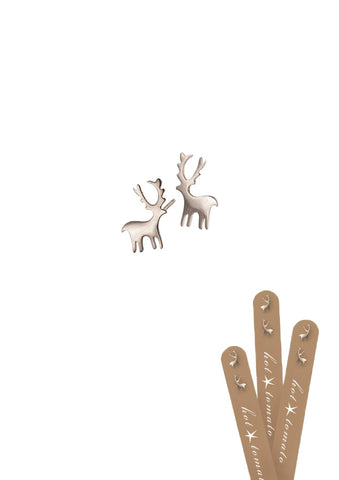 Hot Tomato Micro Monarch Stag Stud Earrings with Silver Finish