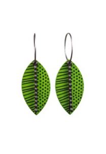 Lene Lundberg K-Form Green Leaf with Black Veins and Spots