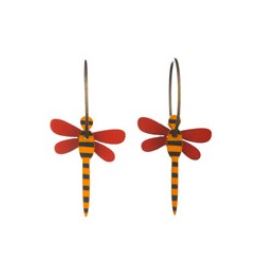 Lene Lundberg K-Form Orange Body Dragonfly Earrings