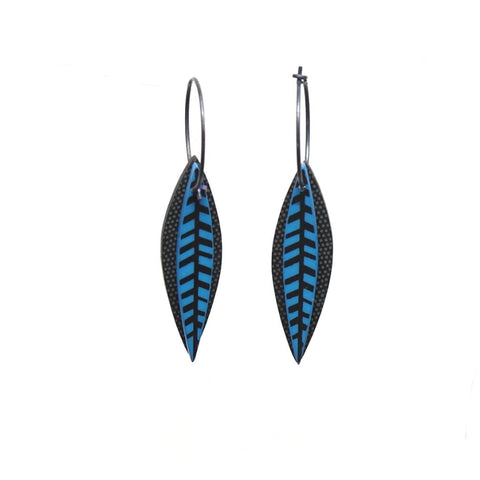 Lene Lundberg K-Form Blue and Black Double Leaf Earrings