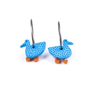 Lene Lundberg K-Form Blue Duck Earrings