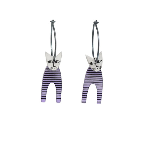 Lene Lundberg K-Form Lilac Stylised Cat Earrings