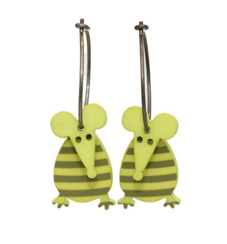 Lene Lundberg K-Form Green Striped Mouse Earrings