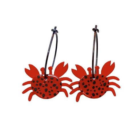 Lene Lundberg Earrings Red Crabs