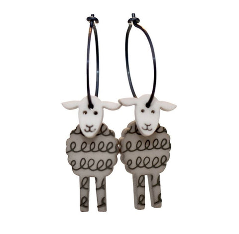Lene Lundberg K-Form Grey Sheep Earrings