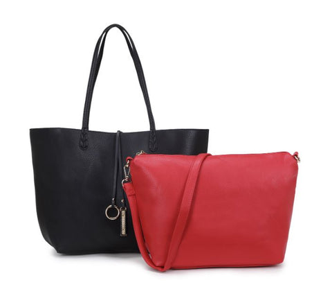 Long-and Son Black/Red Reversible Shopper with Handbag