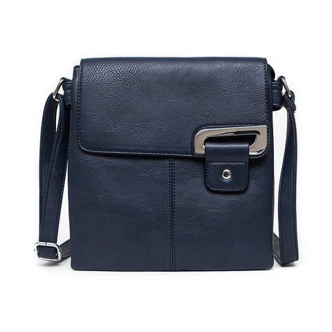 Long & Son Cross Body Shoulder Bag with Tab Fastening in Navy