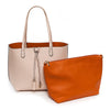 Beige/Orange Reversible Shopper with Handbag