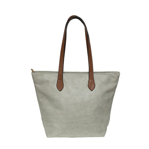 Medium PU Shopper Bag  in Light Grey