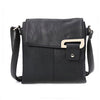 Long & Son Cross Body Shoulder Bag with Tab Fastening in Black