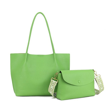Bright Green Shopper with Handbag
