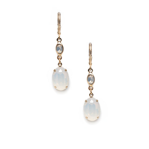 Lovett & Co White Opal Oval Crystal Drop Earrings