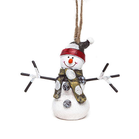 Heaven Sends Sparkly Snowman with Bobble Hat Hanging Christmas Decoration