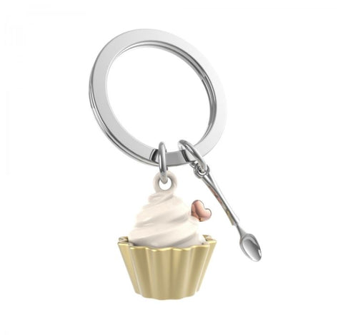 Metalmorphose Gold Cup Cake and Spoon Keyring