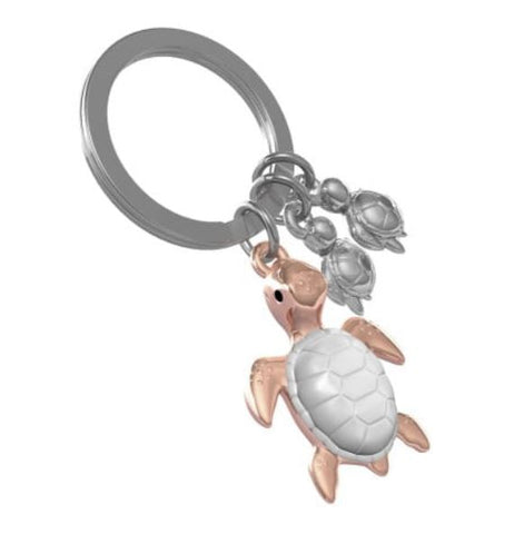 Metamorphose White and Rose Gold Sea Turtle Keyring