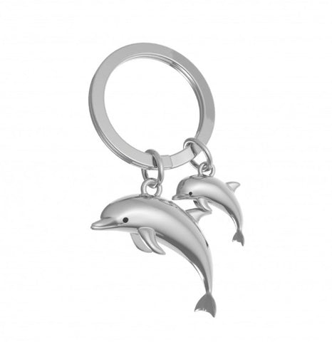 Metalmorphose Silver Dolphin with Baby Keyring