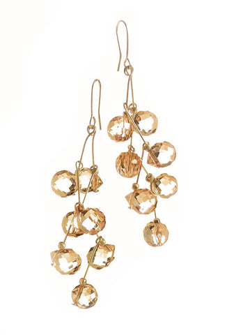 Hot Tomato  Of The Vine Faceted Crystal Earrings - Golden
