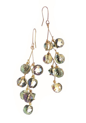 Hot Tomato  Of The Vine Faceted Crystal Earrings - Petrol