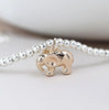Pom Silver Plated Bracelet with Rose Gold Elephant Close Up