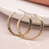Pom  Worn Gold Irregular Hammered Open Hoop Earrings Earrings