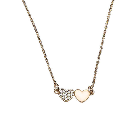 PoM Gold and Crystal Twin Hearts Necklace