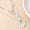 Pom Silver Plated Double Layer Paper Link and Box Chain Necklace with Beaten Discs 2