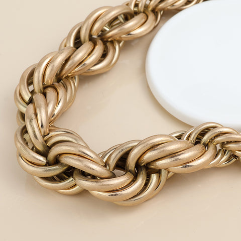PoM Faux Worn Gold Chunky Twist Statement Necklace