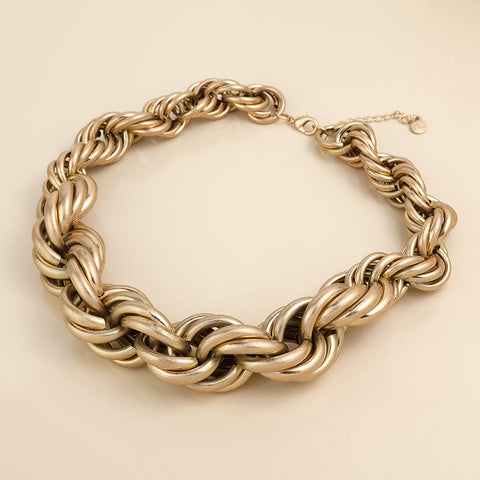 PoM Faux Worn Gold Chunky Twist Statement Necklace