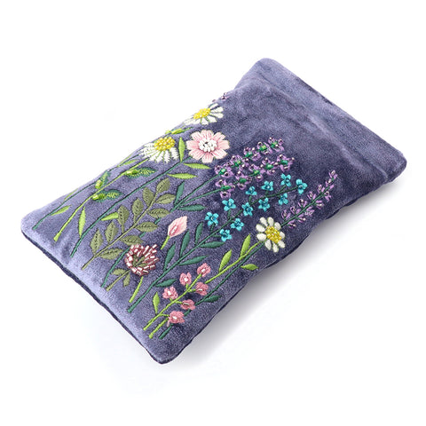 PoM Lilac Blue Multi Flower Meadow Embroidered Glasses Case