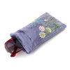 PoM Lilac Blue Multi Flower Meadow Embroidered Glasses Case with glasses