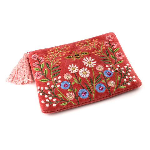 PoM Salmon Pink Wild Meadow Zip Purse