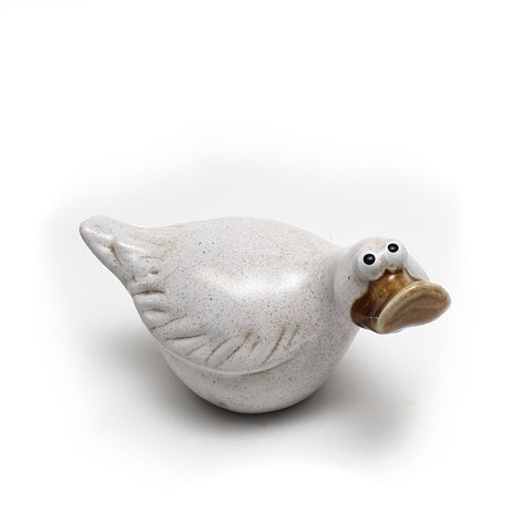 White Ceramic Duck Beak Up