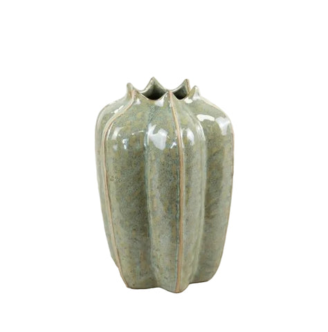Green Seed Pod Inspired Vase in Glazed Ceramic