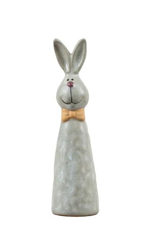 Grey Rabbit with Bow Tie Ceramic Ornament Figure