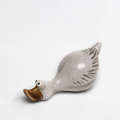 White Doleful Duck Ceramic Ornament