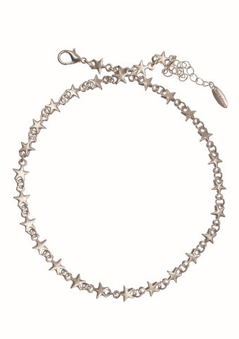 Hot Tomato Starry Starry Chain Necklace in Worn Silver